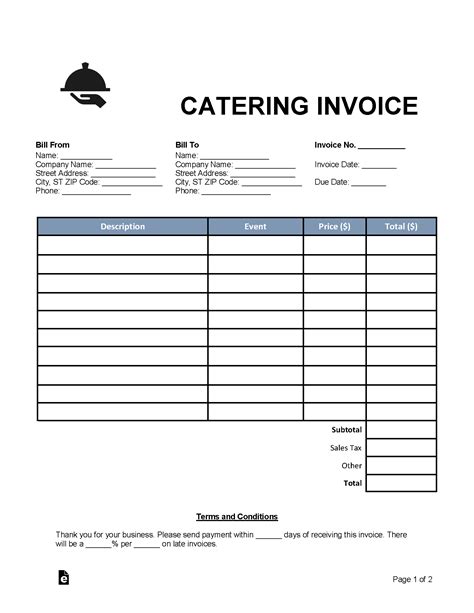 Invoice Template Catering