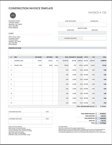 Invoice Template For Builders