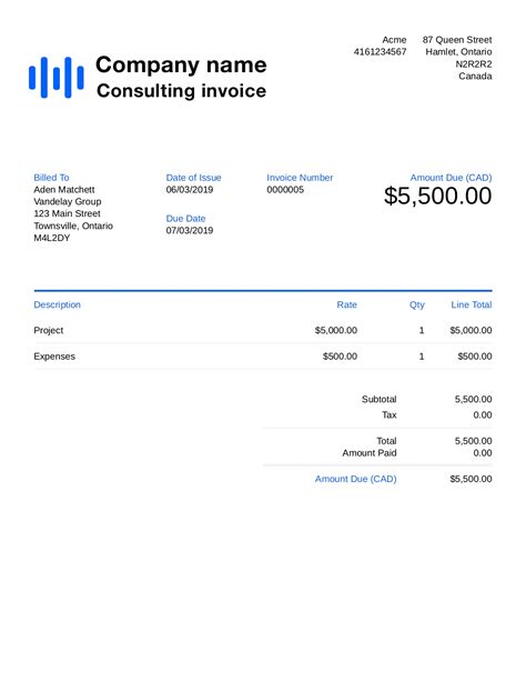 Invoice Template For Consulting Work