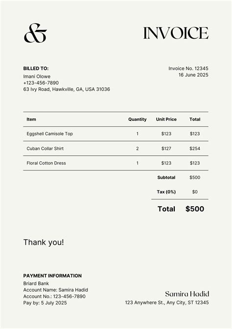 Invoice Template For Pages