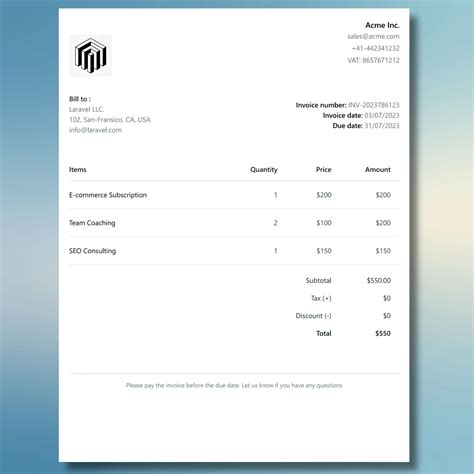 Invoice Template Generator