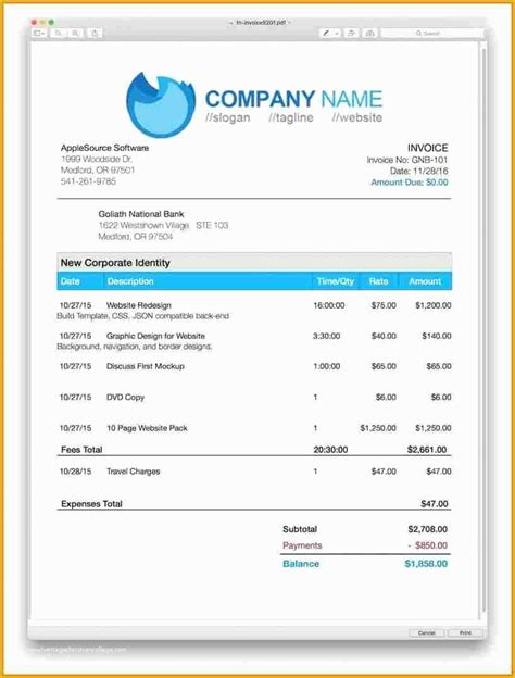 Invoice Template Mac