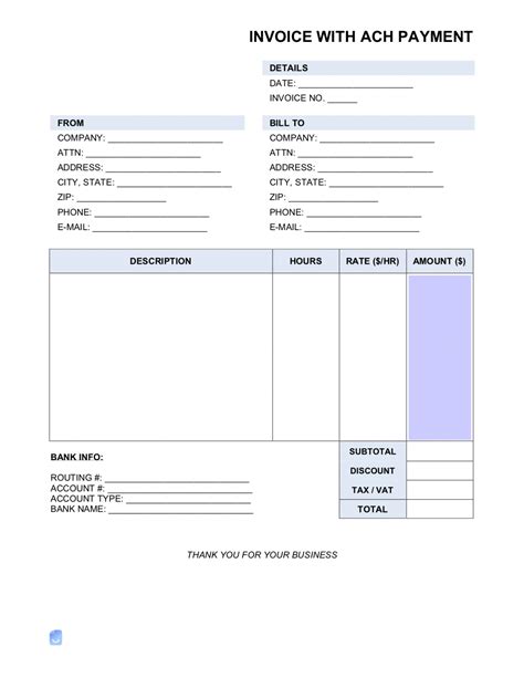 Invoice Template With Bank Details