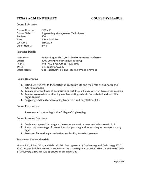 Isen Course Catalog Tamu