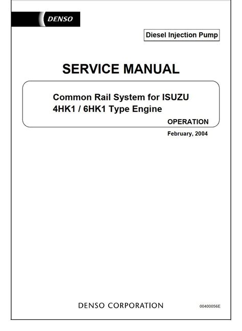 Isuzu 4hk1 6hk1 Common Rail System Service Manual