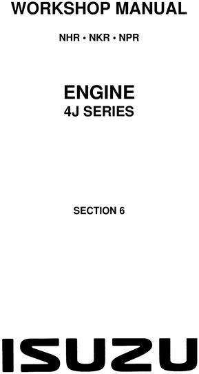 Isuzu 4j Series Workshop Repair Service Manual Download