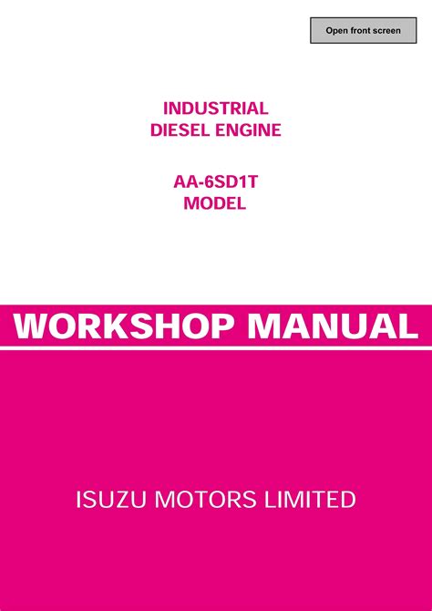 Isuzu Aa 6sd1t Model Industrial Diesel Engine Workshop Service Repair Manual Best Download