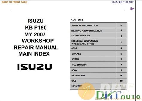 Isuzu D Max Kb P190 2008 Repair Service Manual