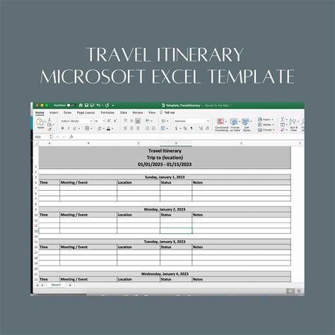Itinerary Template Excel Free