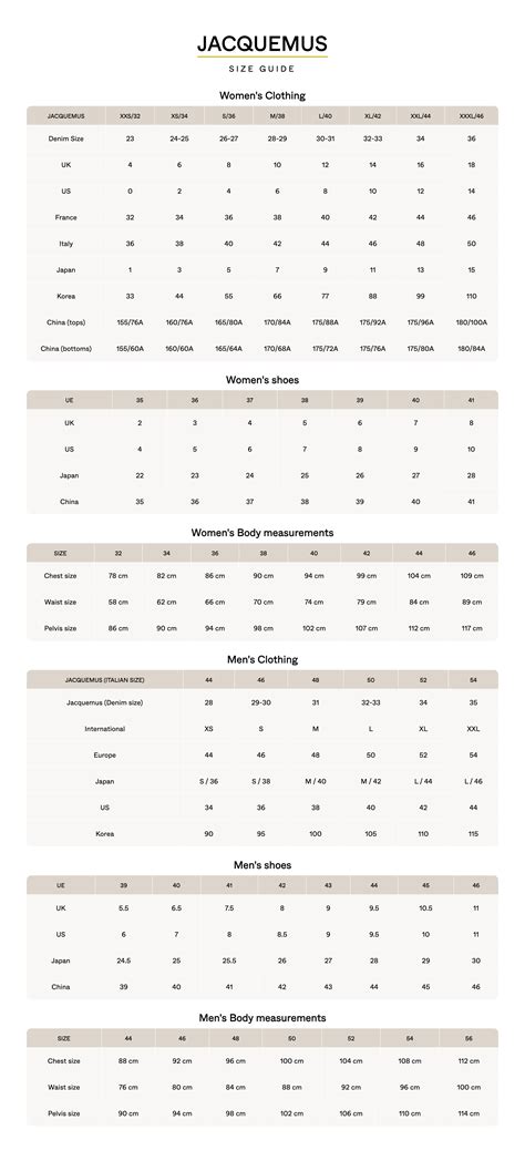 Jacquemus Size Chart