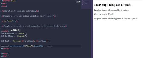 Javascript Template Literals