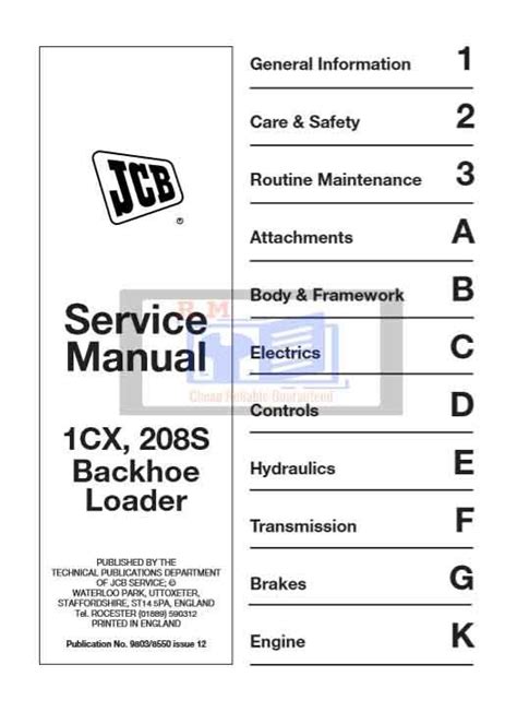 Jcb 1cx 208s Backhoe Loader Factory Service Repair Manual