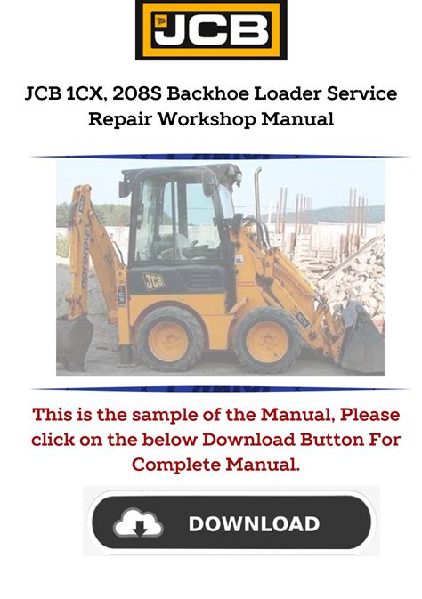 Jcb 1cx 208s Backhoe Loader Workshop Service Manual