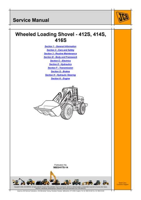 Jcb 412s 414s 416s Wheeled Loader Service Repair Manual Instant Download