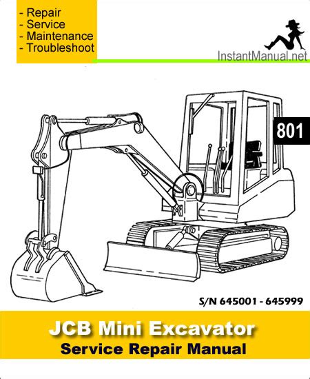 Jcb 801 Mini Excavator Service Repair Workshop Manual Instant Download Sn 645001 To 645999