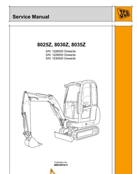 Jcb 8025z 8030z 8055z Tracked Excavator Service Manual