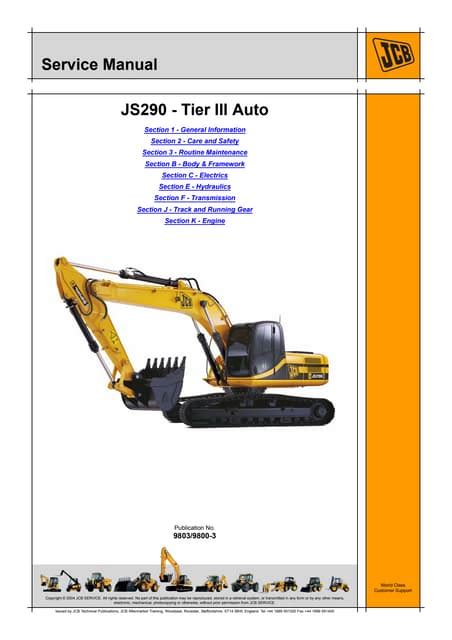 Jcb Js290 Auto Tier3 Tracked Excavator Service Repair Workshop Manual Download