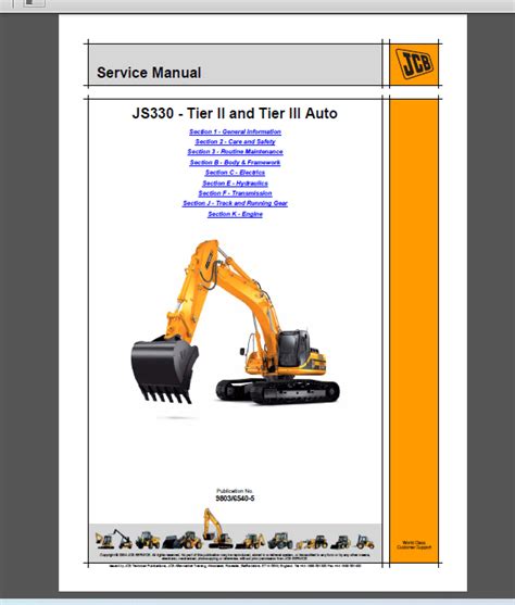 Jcb Js330 Auto Tier Ii And Tier Iii Tracked Excavator Service Repair Manual Download