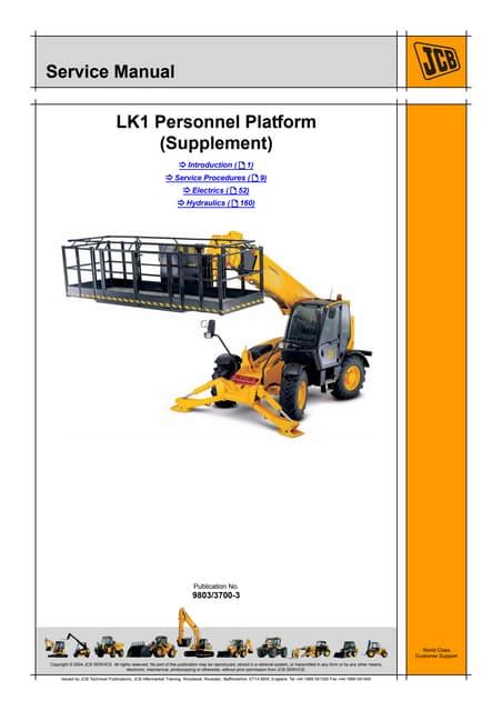 Jcb Lk1 Personnel Platform Supplement Service Repair Manual Instant Download