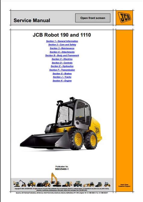 Jcb Robot 190 1110 Skid Steer Loader Service Repair Manual Download