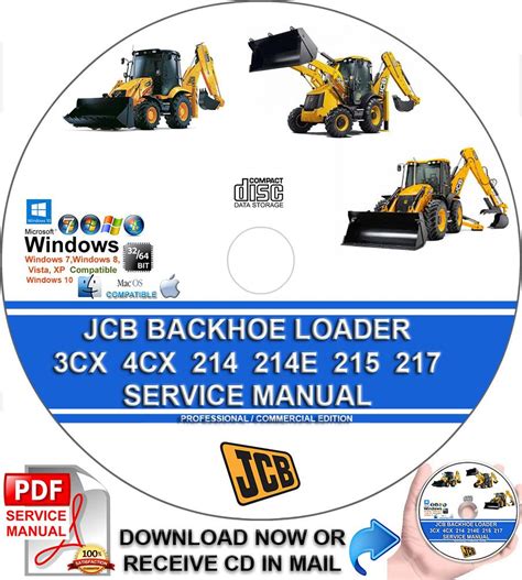 Jcb Service 3cx 4cx 214 214e 215 217 Backhoe Loader Manual Shop Service Repair Book 4