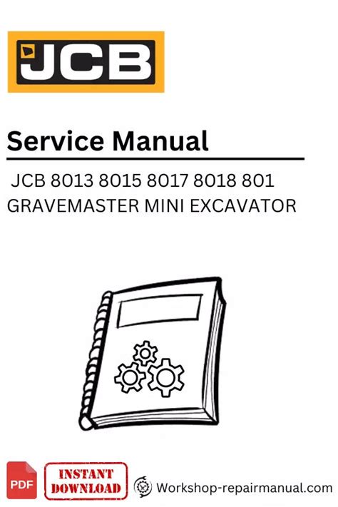 Jcb Service 8013 8015 8017 8018 801 Gravemaster Mini Excavator Manual Shop Service Repair Book