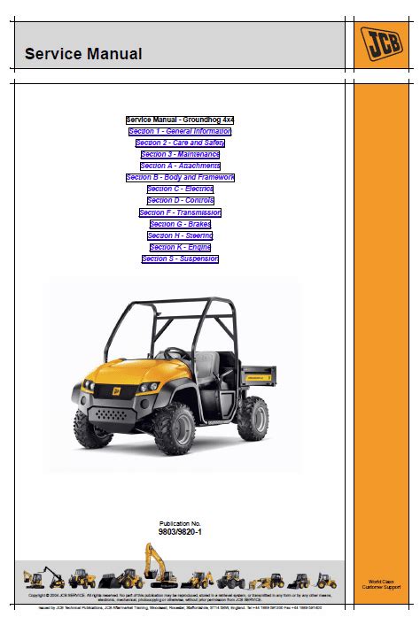 Jcb Service Groundhog 4x4 Utility Vehicle Manual Shop Service Repair Book