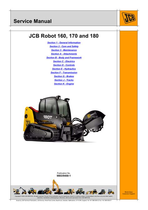 Jcb Service Robot 160 170 170hf 180 180hf 180t 180t Hf Manual Skid Steer Shop Service Repair Book