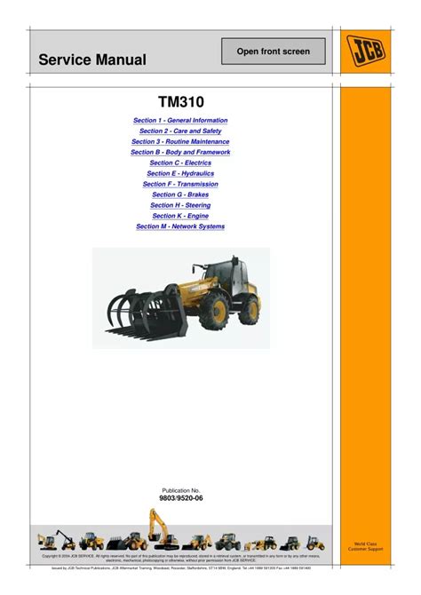 Jcb Tm310 Farm Master Loader Service Repair Manual Download