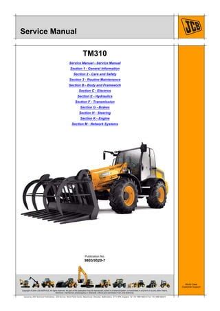 Jcb Tm310 Tm310s Tm310wm Telescopic Wheeled Loader Service Repair Manual Instant Download