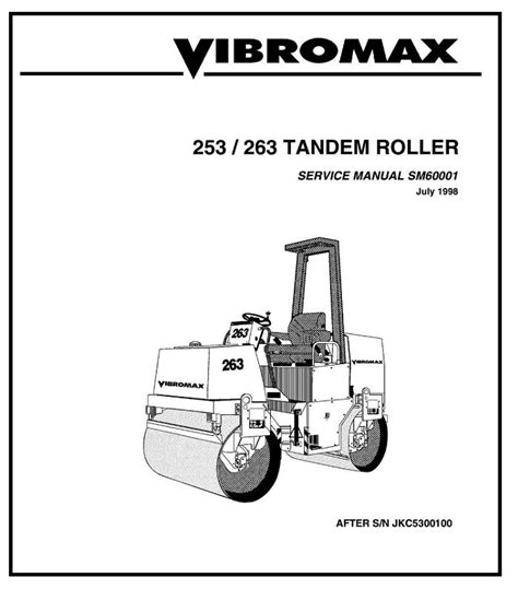 Jcb Vibromax 253 263 Tandem Roller Service Repair Manual Instant Download