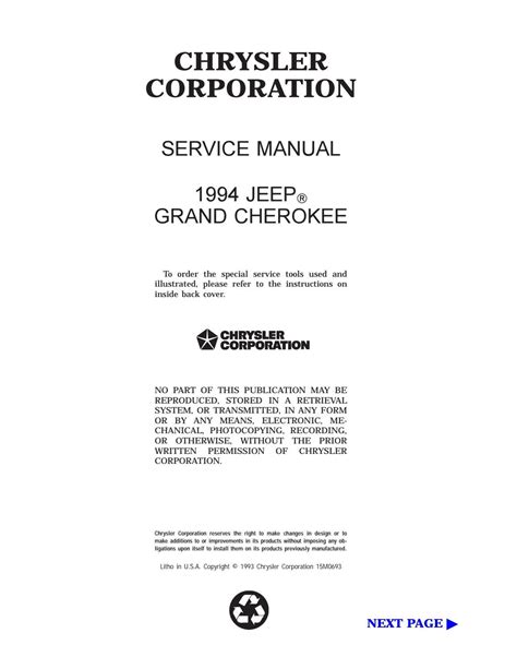 Jeep Grand Cherokee Service Repair Manual 1994 1998 Download