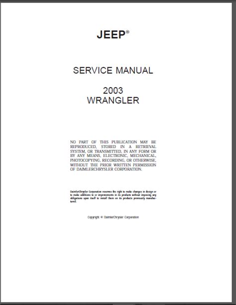 Jeep Wrangler Tj 1997 2006 Owner And Complete Official Factory Service Repair Full Workshop Manual