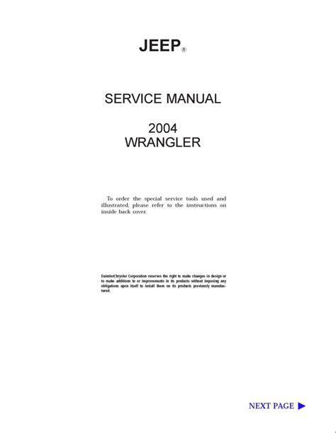 Jeep Wrangler Tj 2004 2007 Service Repair Manual