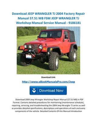 Jeep Wrangler Tj 2004 Service Repair Workshop Manual Original Fsm Pdf 2435 Pages Free Preview