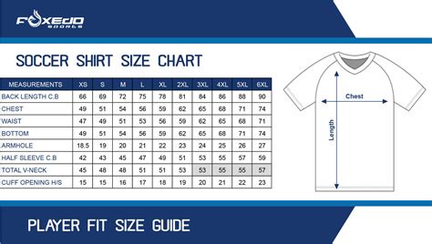 Jersey Size Chart Soccer