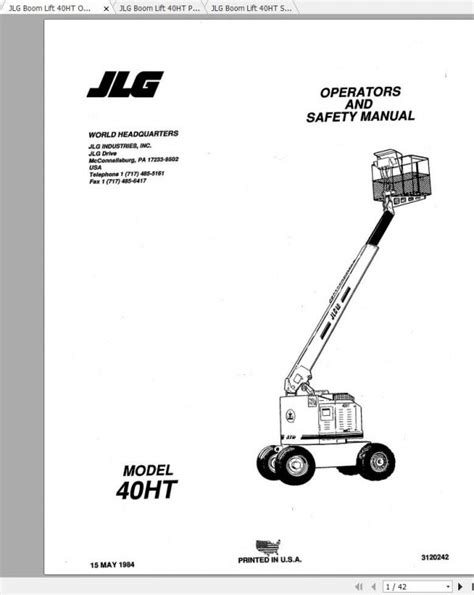 Jlg Boom Lifts 40ht Service Repair Workshop Manual Download P N 3120243