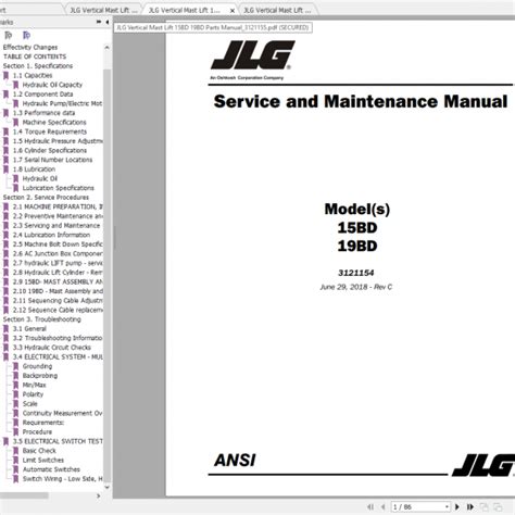 Jlg Vertical Mast 15eli Service Repair Workshop Manual Download P N 3120779