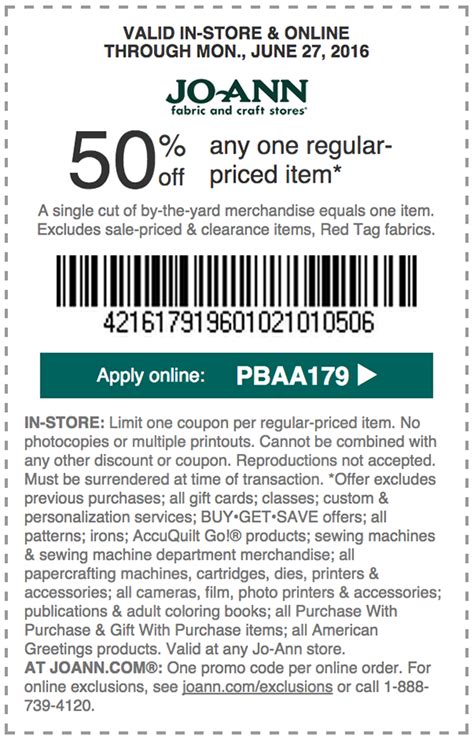 Joann Fabrics Coupons In Store Printable