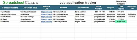 Job Application Template Google Sheets