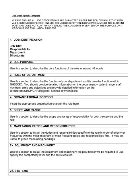 Job Description Templates Examples
