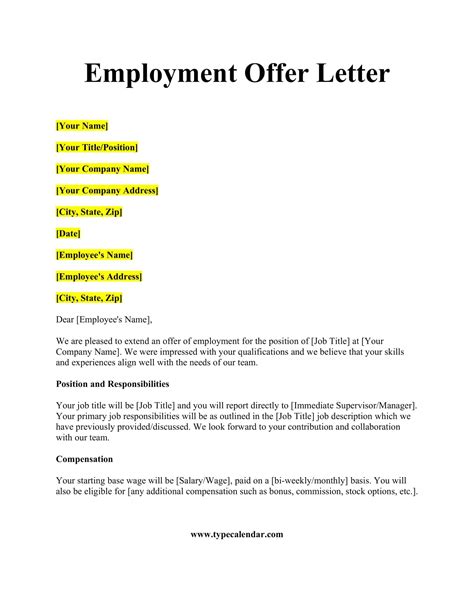 Job Offer Letter Template Free