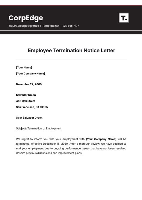 Job Termination Notice Template