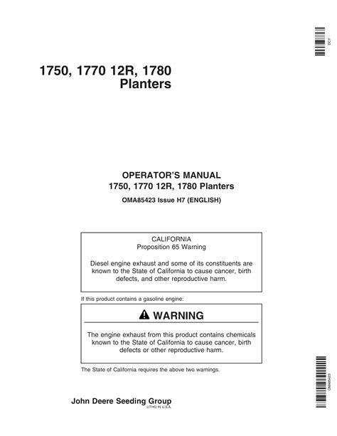 John Deere 1770 Planter Operators Manual