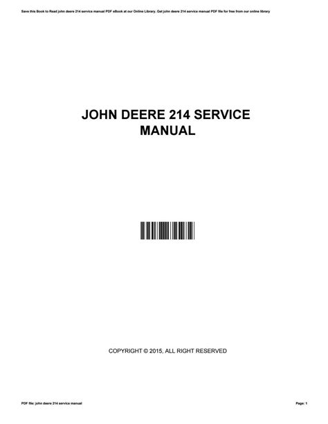 John Deere 214 Service Manual Free Downloads