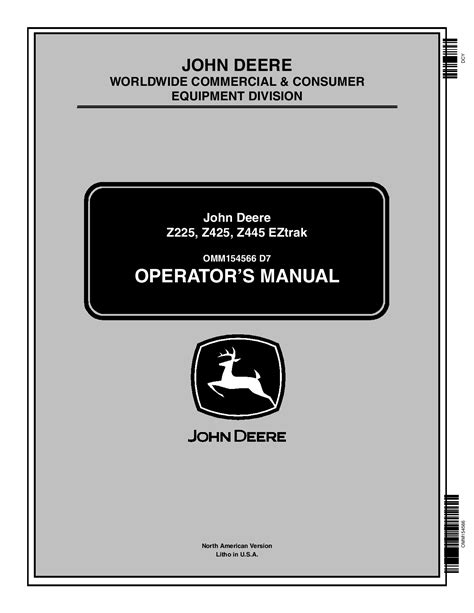 John Deere Eztrak Z425 Owners Manual