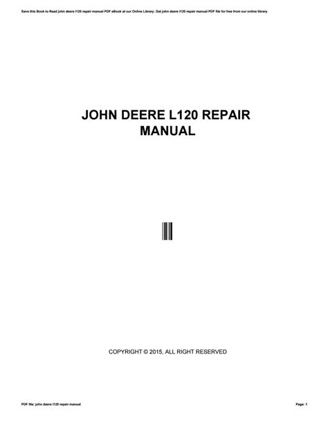 John Deere L120 Repair Manual