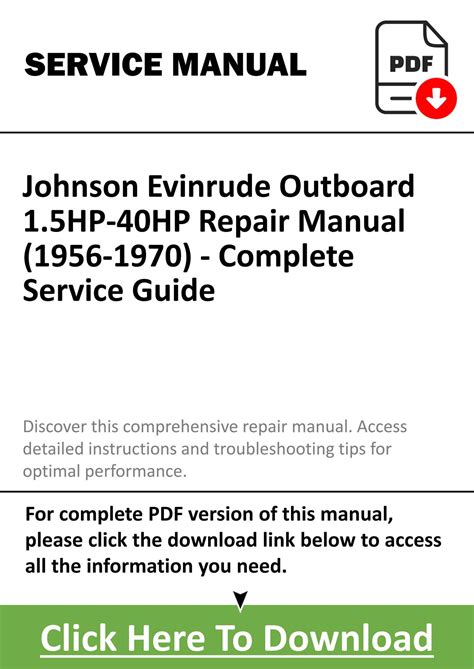 Johnson Evinrude Outboard 1 5hp 40hp Repair Service Manual 1956 1970 Instant Download