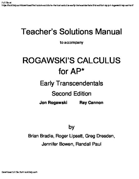 Jon Rogawski Calculus Early Transcendentals Solution Manual