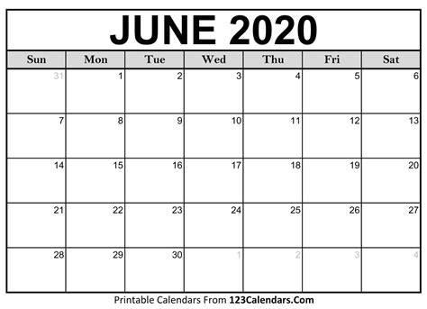 June Printable Schedule